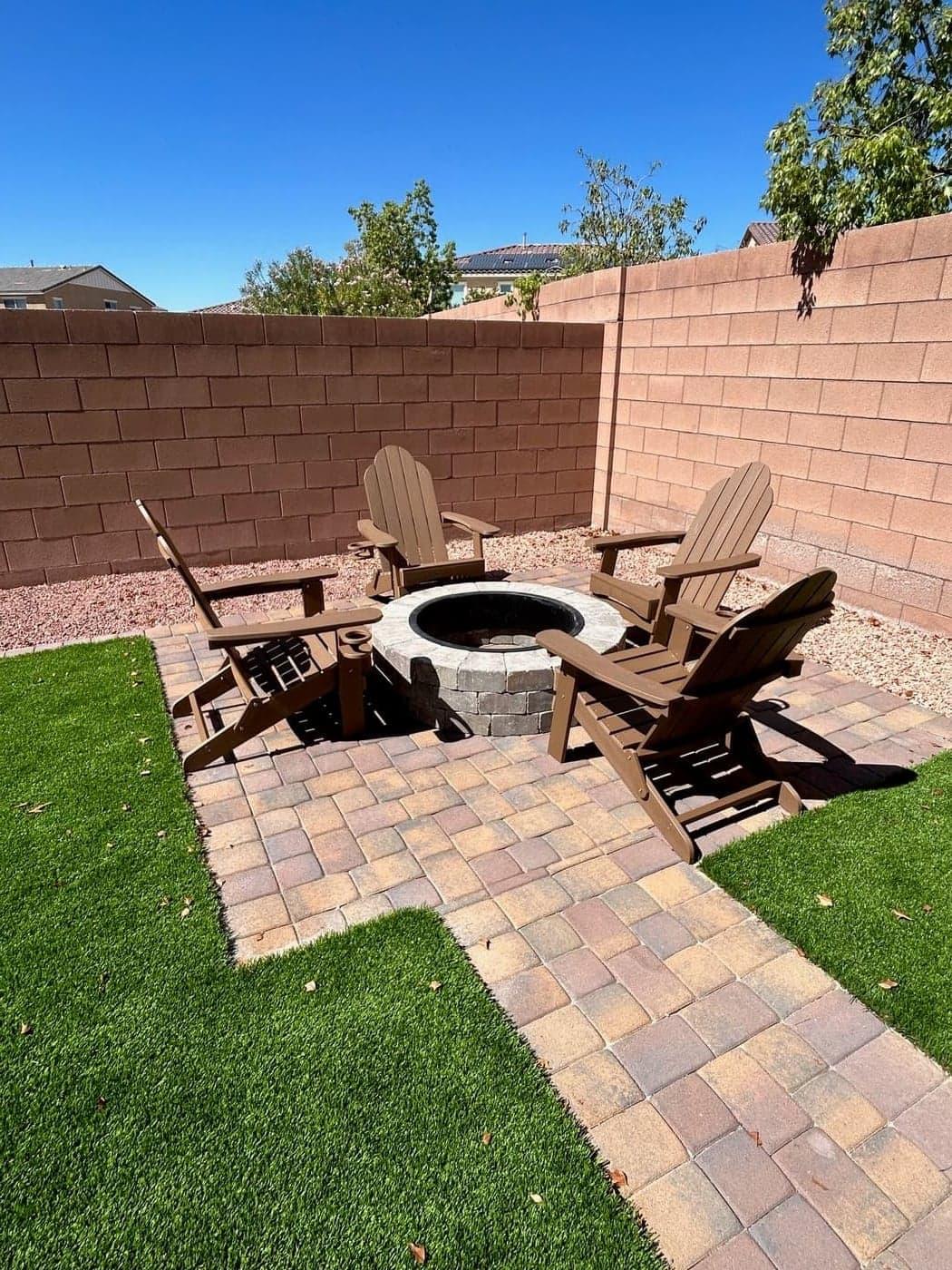 Fire pit outdoor living landscape design Las Vegas