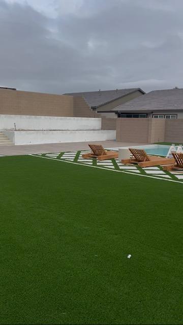 Modern backyard xeriscape design Las Vegas