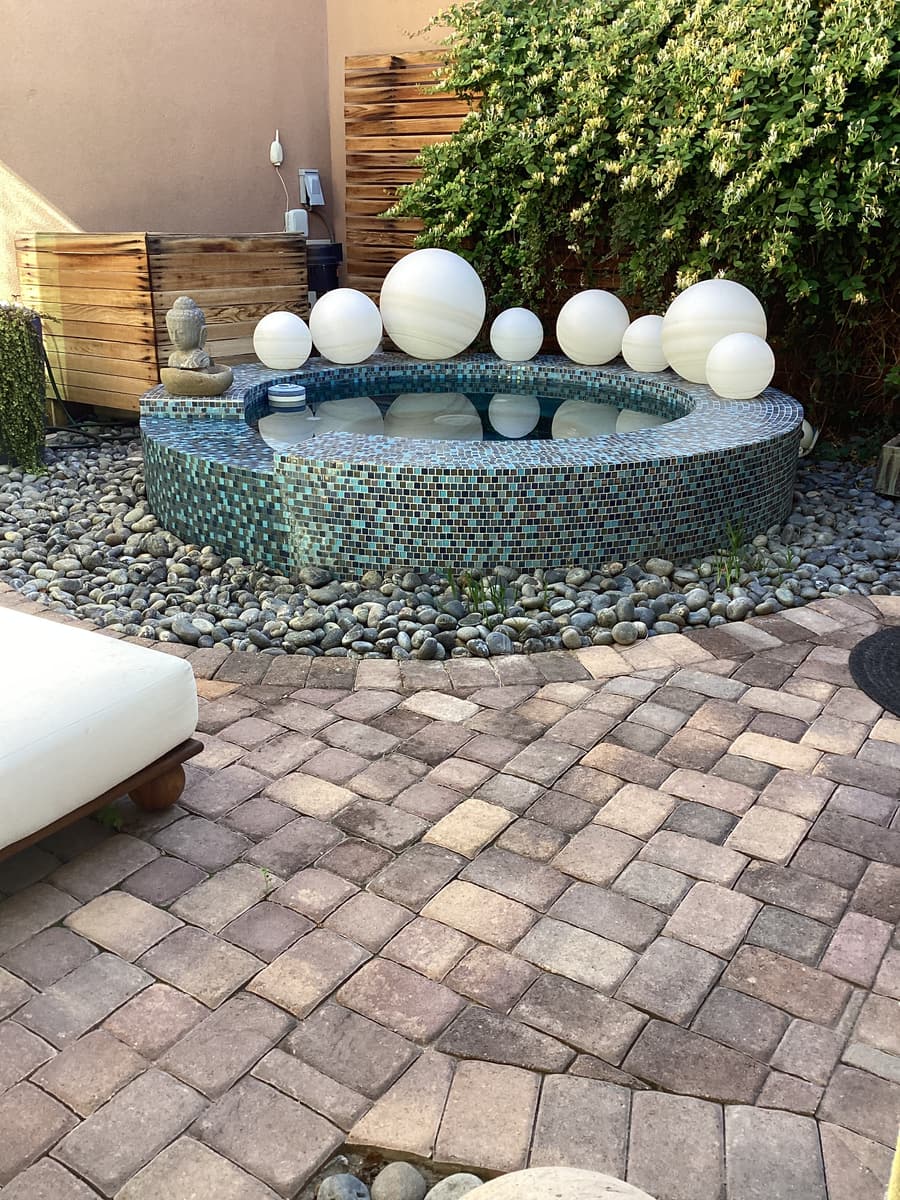 Existing herringbone pavers & water feature